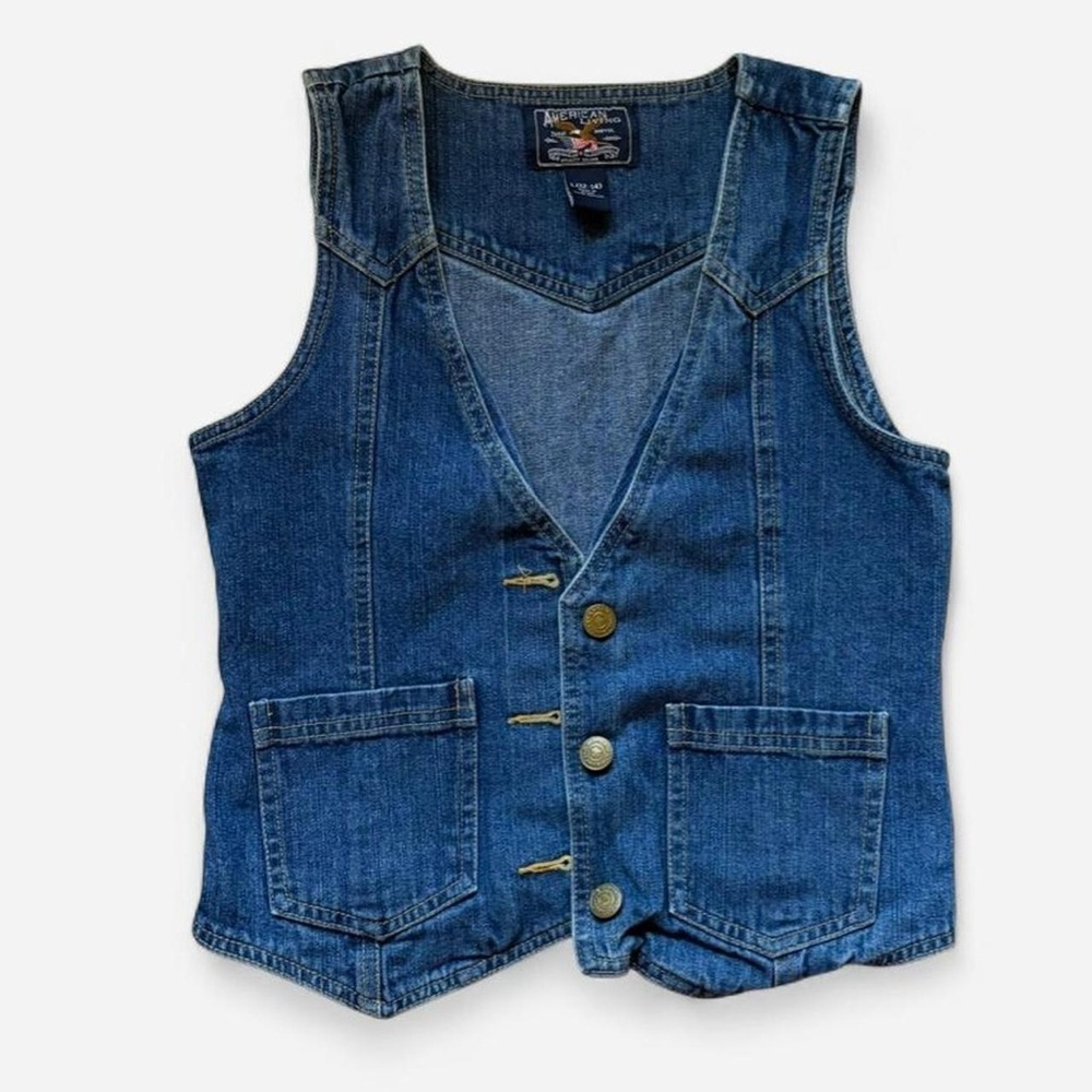 American Living Blue Denim Vest with Button Detail